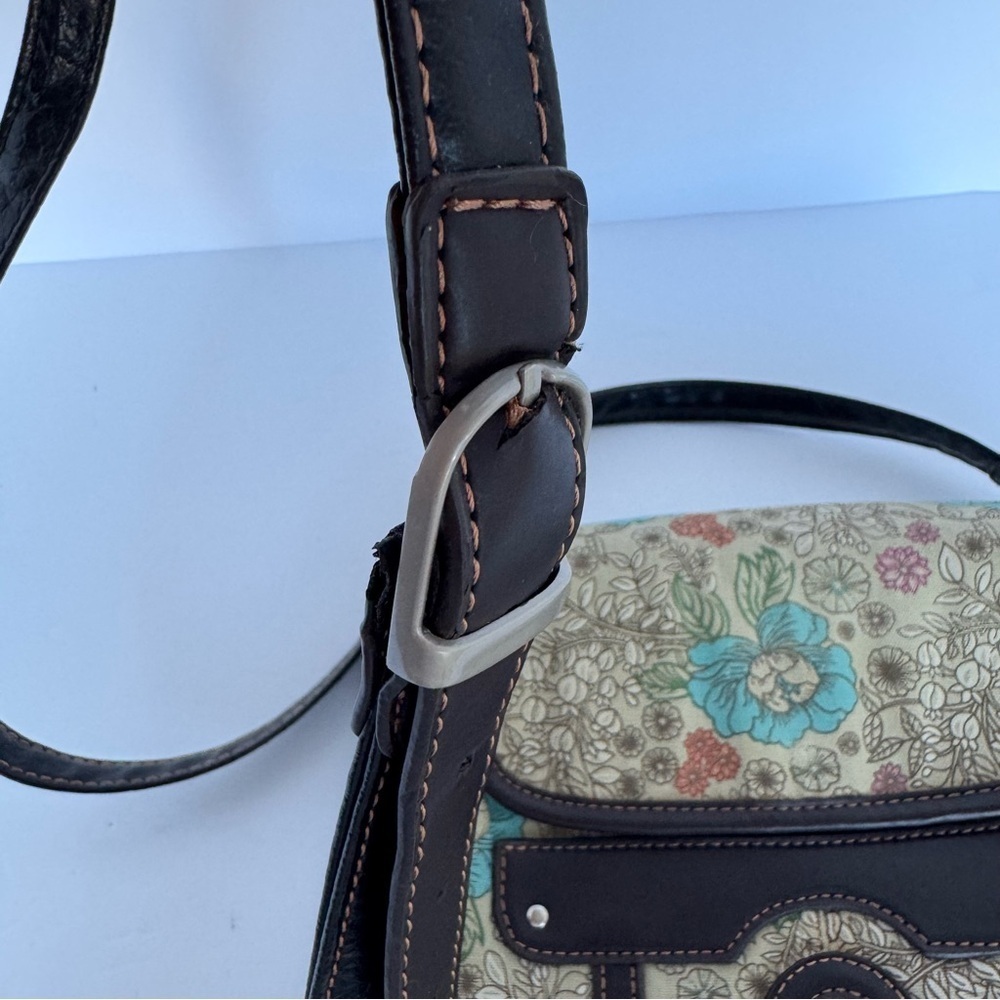 Mouflon Floral Crossbody Bag Small/Medium Leather Canvas Boho Flap Purse Pretty - Picture 6 of 10